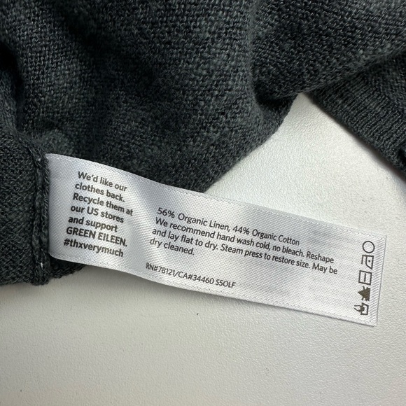 Eileen Fisher The System Organic Linen Blend Crop Open Front Cardigan NWT Large - Picture 9 of 13